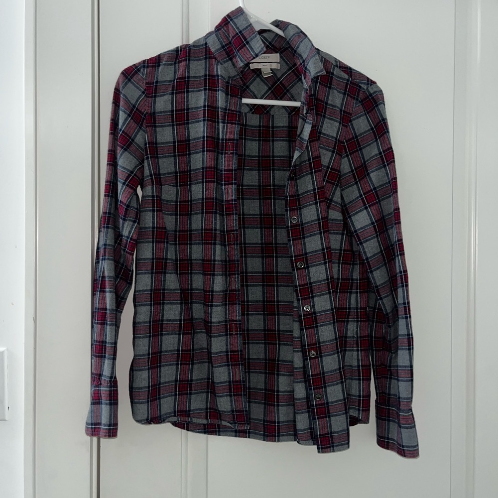 red, white, and blue flannel